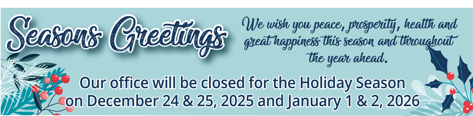 2025 Holiday closure web